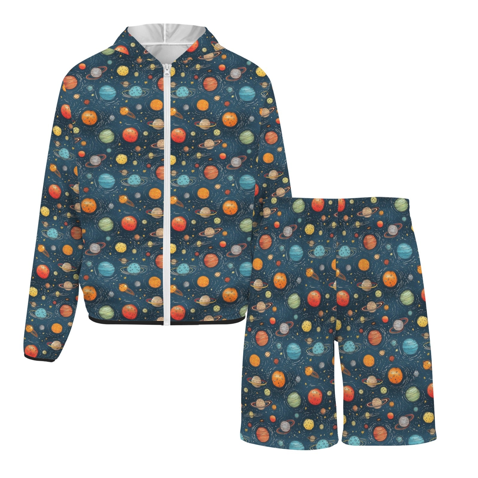 Galaxy Men's Lightweight Sun Hoodie & Shorts Set Men's Lightweight Sun Hoodie & Shorts Printed Offshore Space