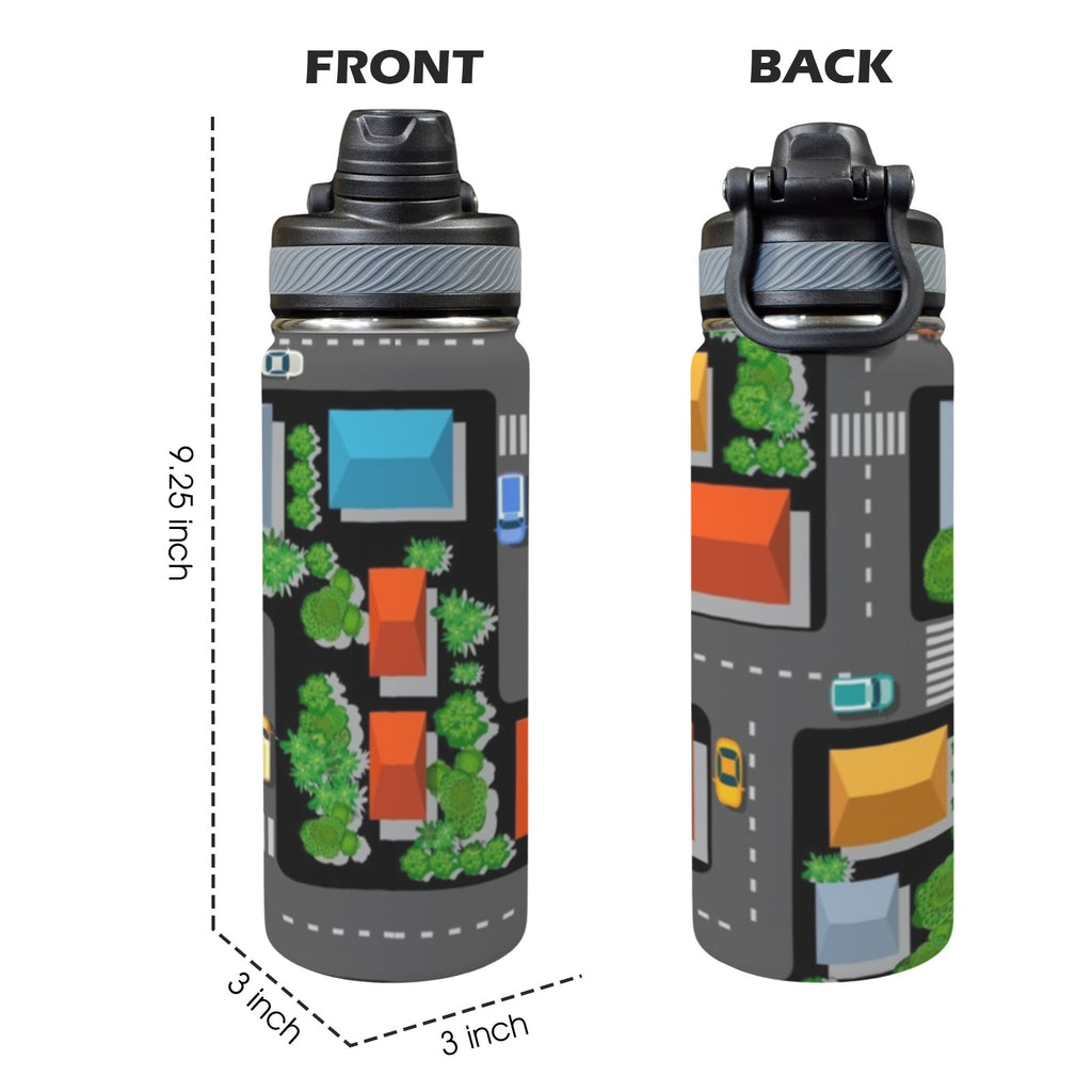 Road Map - Insulated Water Bottle with Dual-Use Lid (18oz) Insulated Water Bottle with Dual-Use Lid (18oz) Printed Offshore