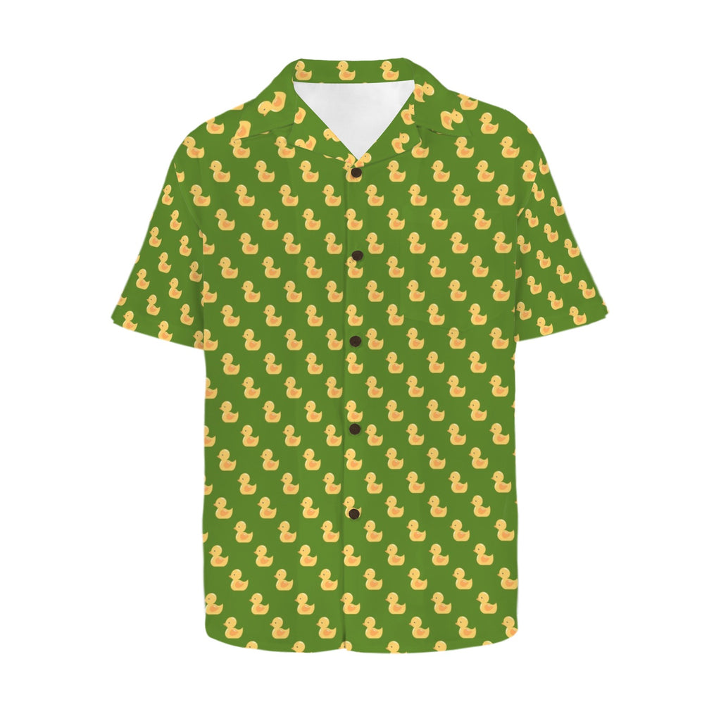 Rubber Ducks On Green Men's Hawaiian Shirt (New)