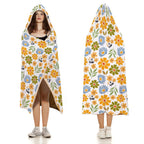 Boho Flowers Kids Hooded Blanket 100cm x 130cm Kids Hooded Blanket Plants Printed Offshore