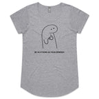 Be As Strong As Your Espresso - Womens Scoop Neck T-Shirt Grey Marle Womens Scoop Neck T-shirt Coffee Printed In Australia