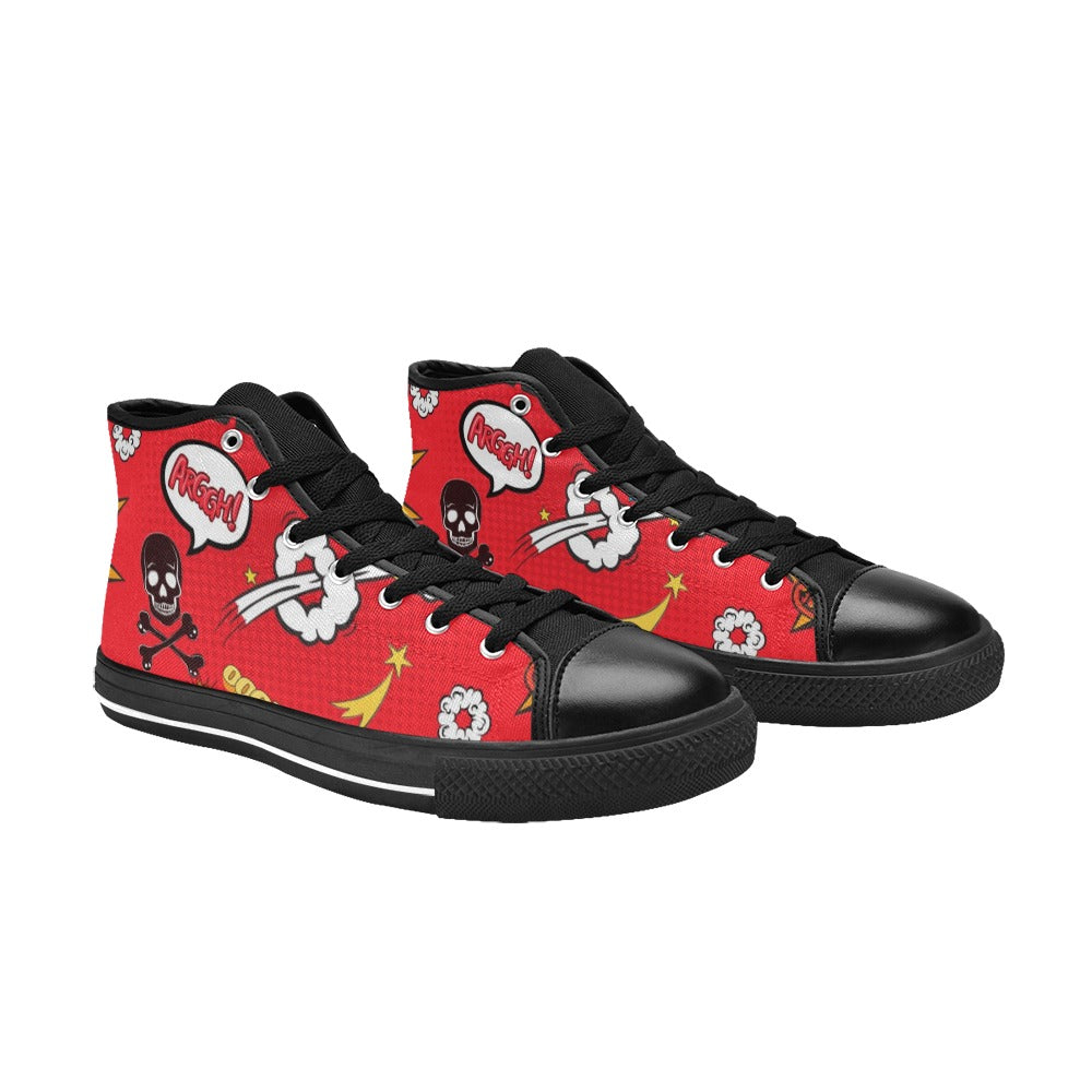 Comic Book Red - Men's High Top Canvas Shoes