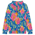 Blue And Pink Tropical Women's Full-Zip Hoodie