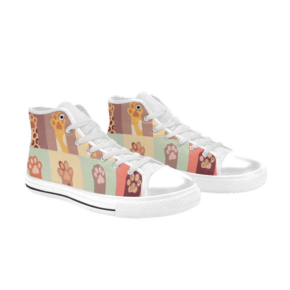 Cat Paws - Kids High Top Canvas Shoes