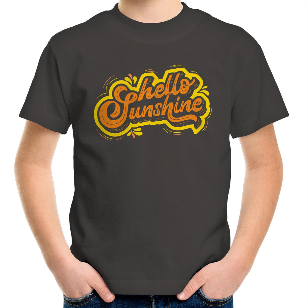Hello Sunshine - Kids Youth T-Shirt Charcoal Kids Youth T-shirt Printed In Australia Summer