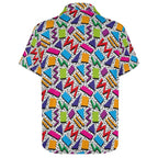 Graphic 80's Women's Short-Sleeve Button Up Shirt Women's Short-Sleeve Button Up Shirt Printed Offshore Retro