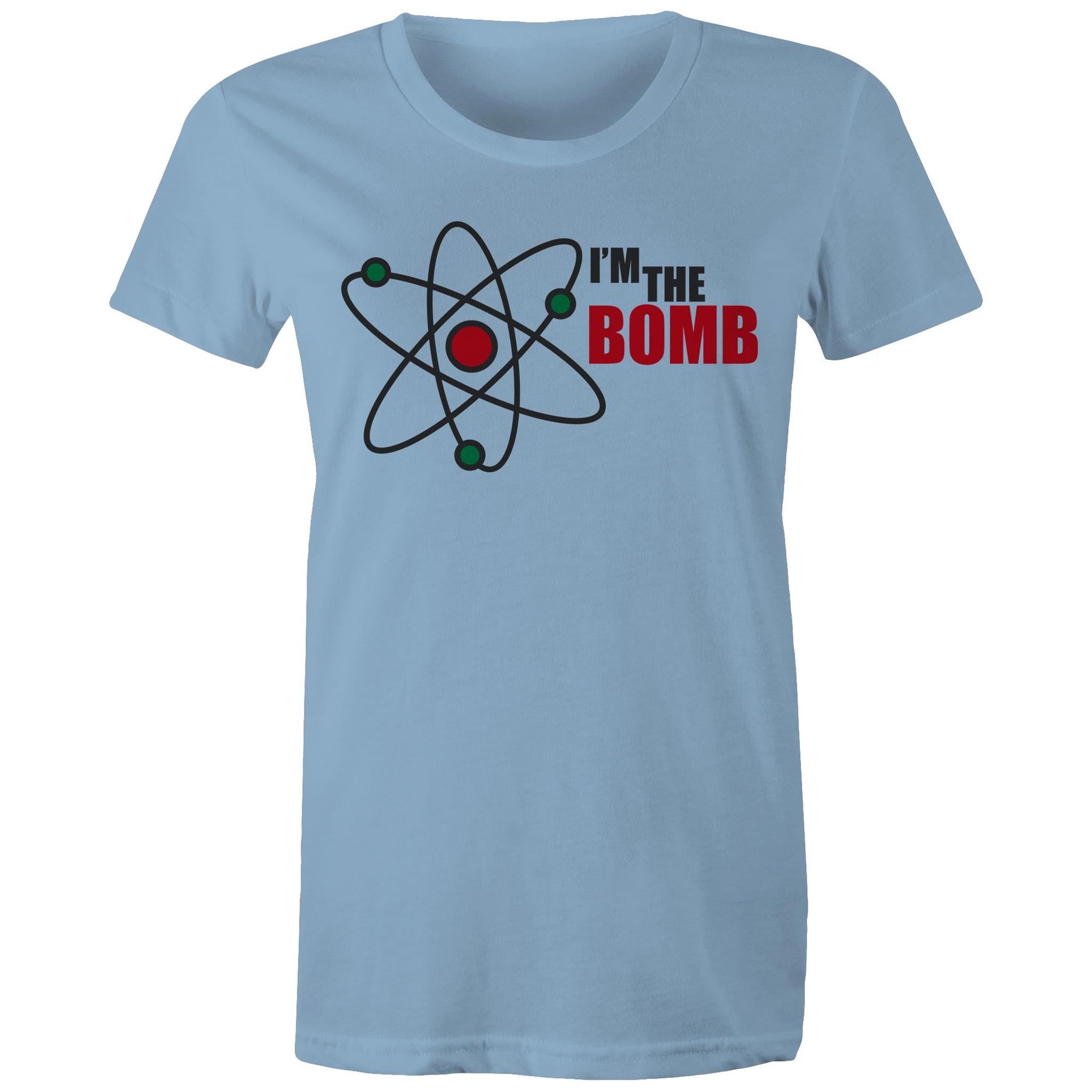 Atom, I'm The Bomb - Womens T-shirt Carolina Blue Womens T-shirt Printed In Australia Science