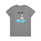 I'm Fine Women's AS Colour T-shirt Grey Marle Womens T-shirt Printed In Australia