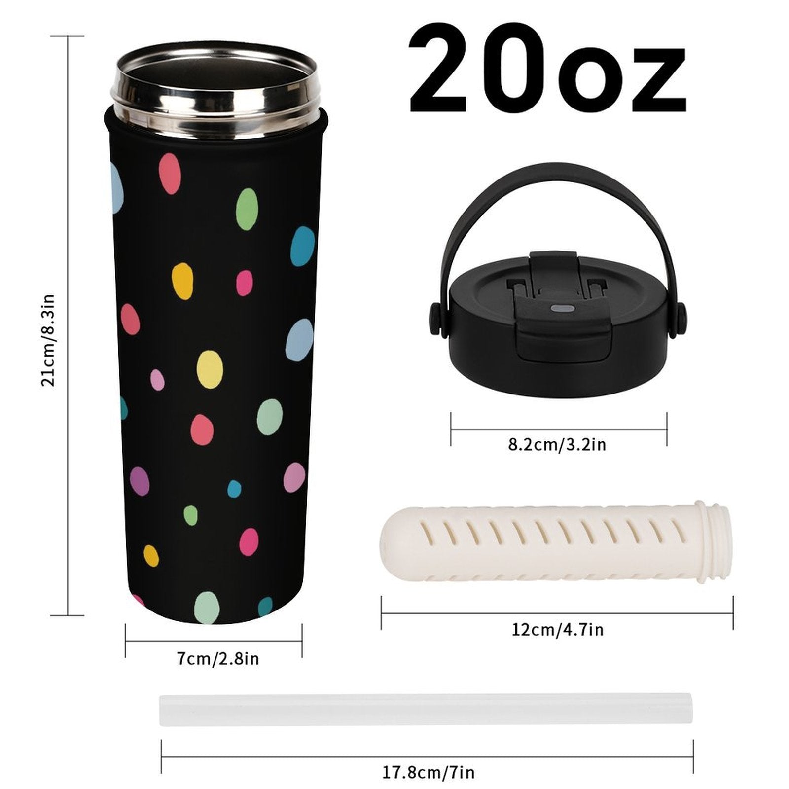 Polka Dots 20oz Tea Tumbler with Carry Handle
