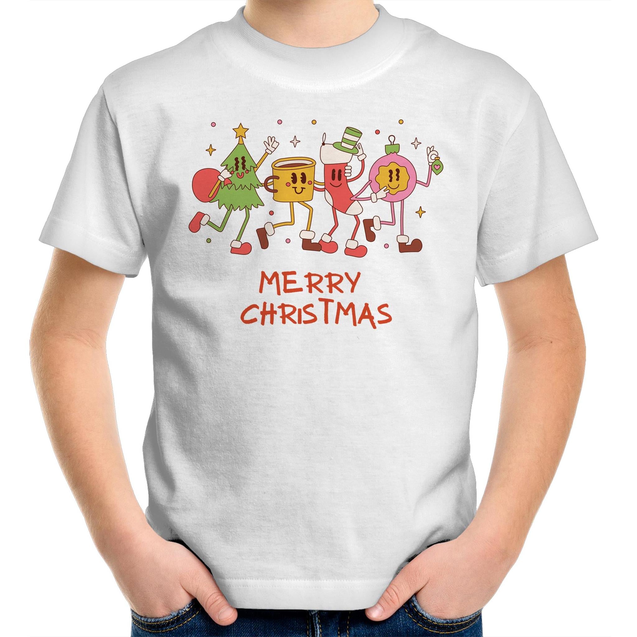 Crazy Christmas Characters - Kids Youth T-Shirt White Kids Christmas T-shirt Christmas Printed In Australia