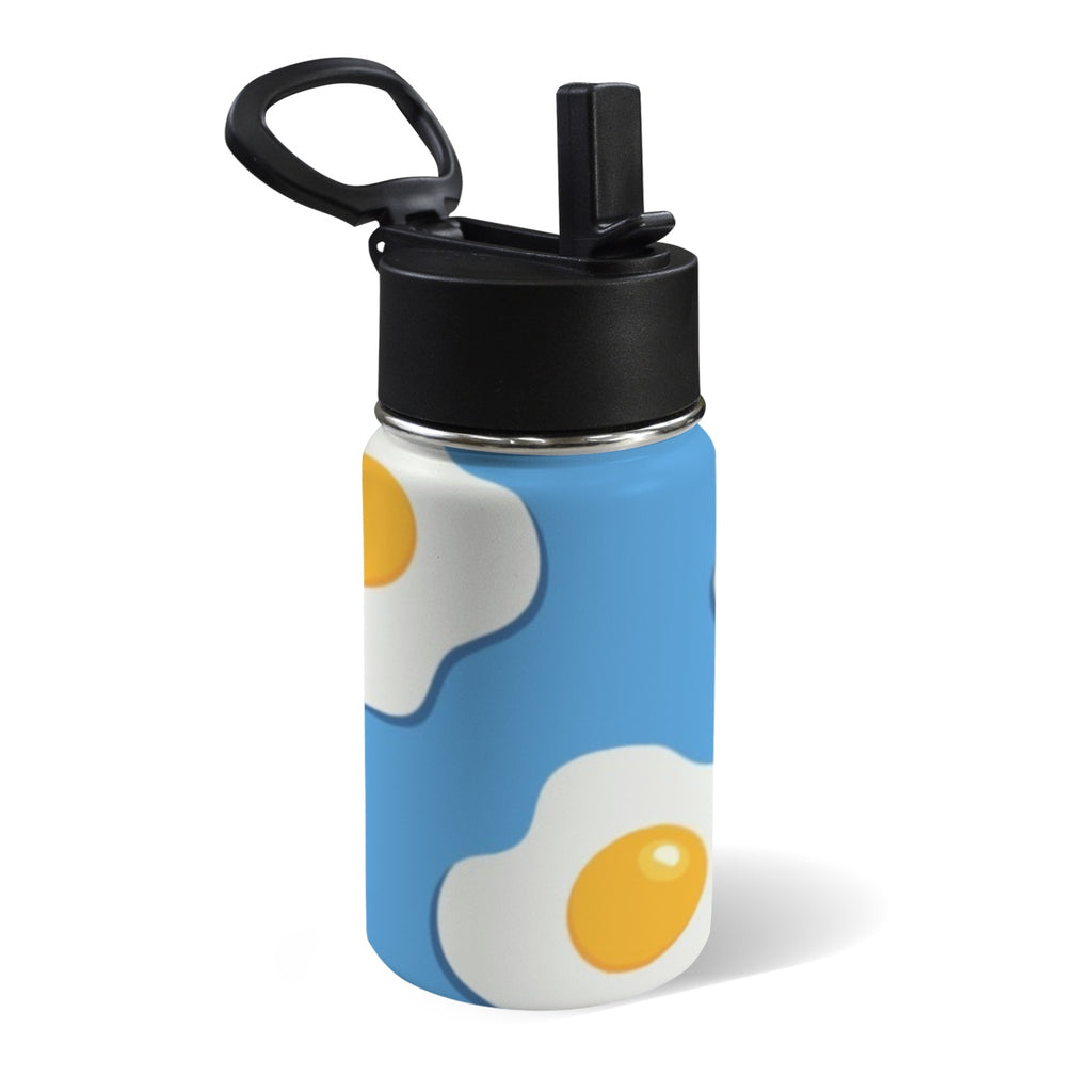 Fried Eggs 12oz Kids Water Bottle with Straw Lid