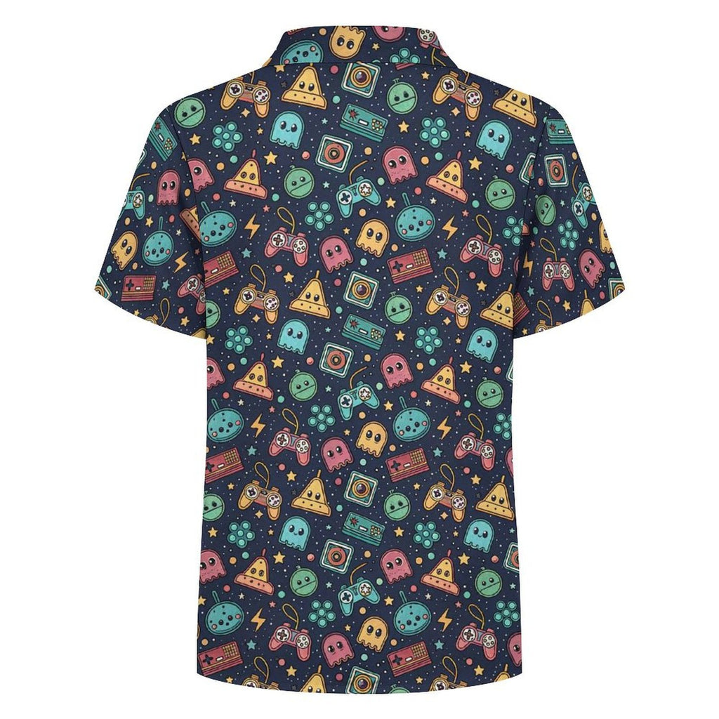 Video Arcade Kids Youth Short Sleeve Button Up Shirt