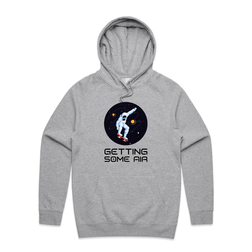Getting Some Air, Skateboard Astronaut - Mens Hoodie Grey Marle Mens Hoodie Printed In Australia Space