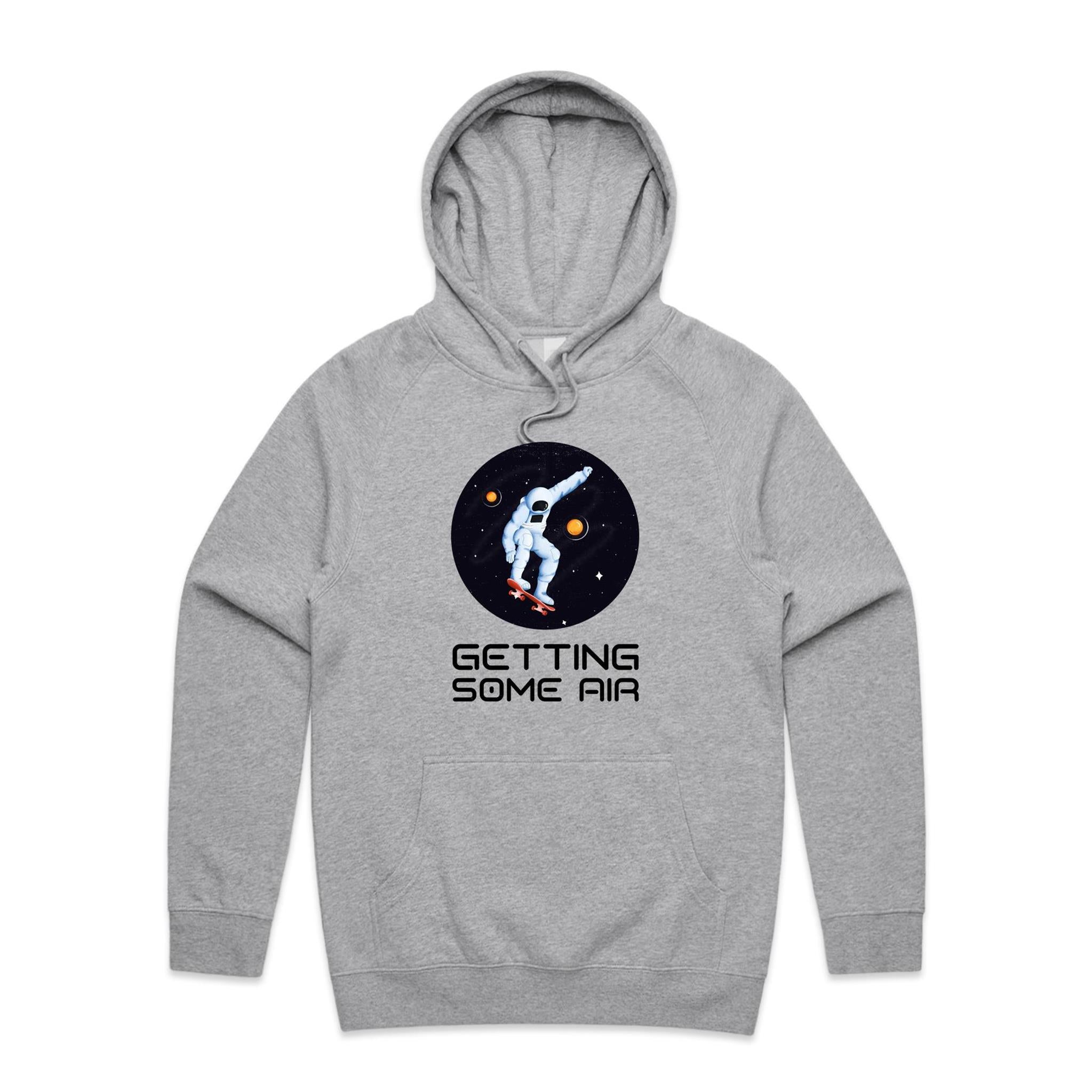 Getting Some Air, Skateboard Astronaut - Mens Hoodie Grey Marle Mens Hoodie Printed In Australia Space