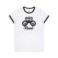 Bird Nerd - Women's Ringer Tee White Black Womens Ringer T-shirt animal Printed In Australia