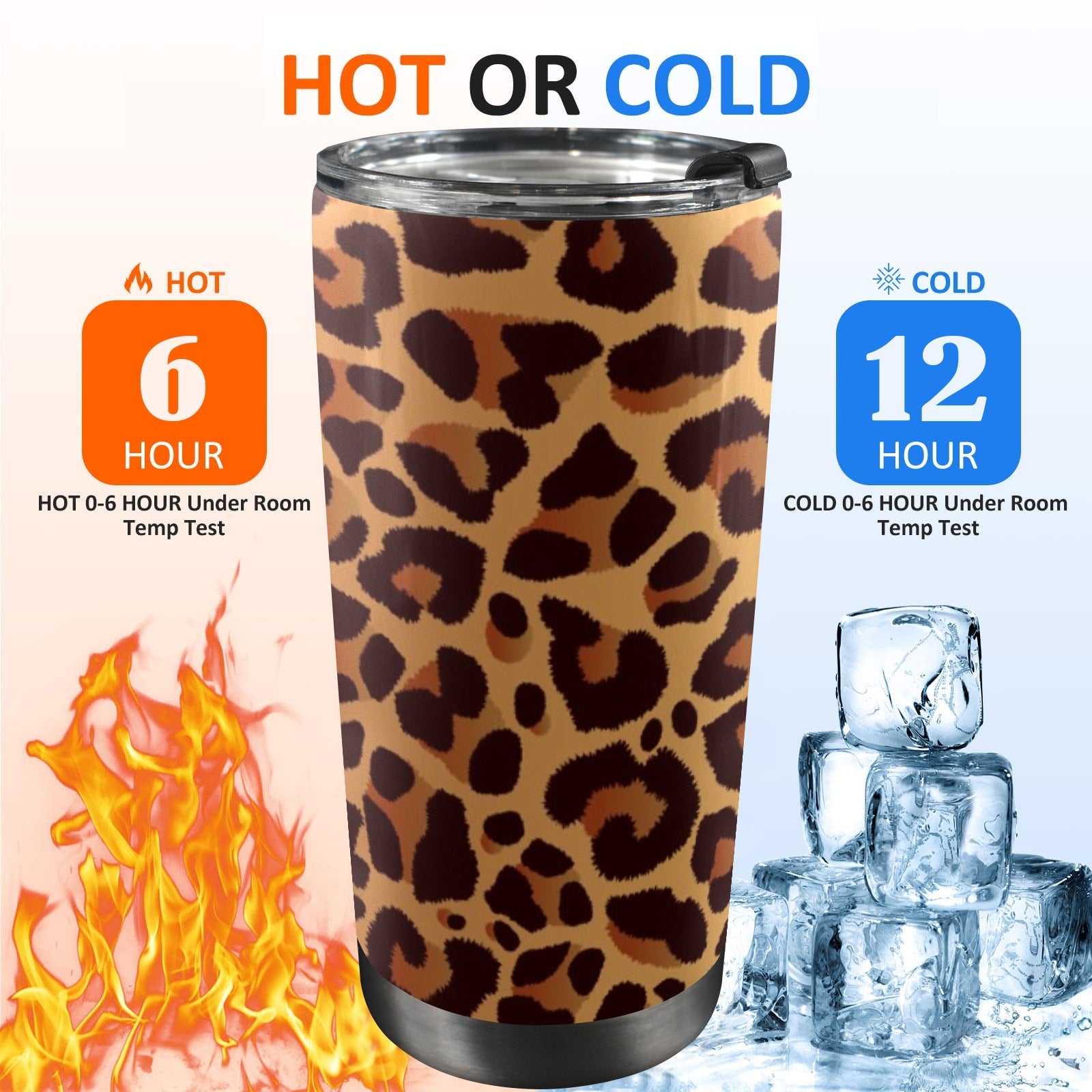 Leopard Print - 20oz Mobile Tumbler with Lid (Black Lock) 20oz Travel Mug animal Printed Offshore