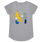 Banana, Time To Split - Womens Scoop Neck T-Shirt Grey Marle Womens Scoop Neck T-shirt Food Printed In Australia