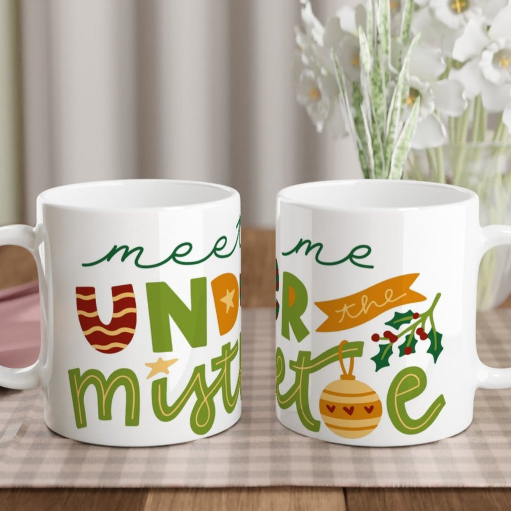 Meet Me Under The Mistletoe - White 11oz Ceramic Mug Default Title Christmas Mug Christmas Globally Fulfilled