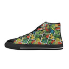 Tropical Comic Book Style Men's High Top Canvas Shoes US12 Men's Classic High Top Canvas Shoes comic Plants Printed Offshore