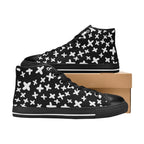 Black And White X's - Men's High Top Canvas Shoes