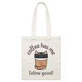 Coffee Has Me Feline Good Parcel Canvas Tote Bag Default Title Small Tote Bag animal Coffee Printed In Australia