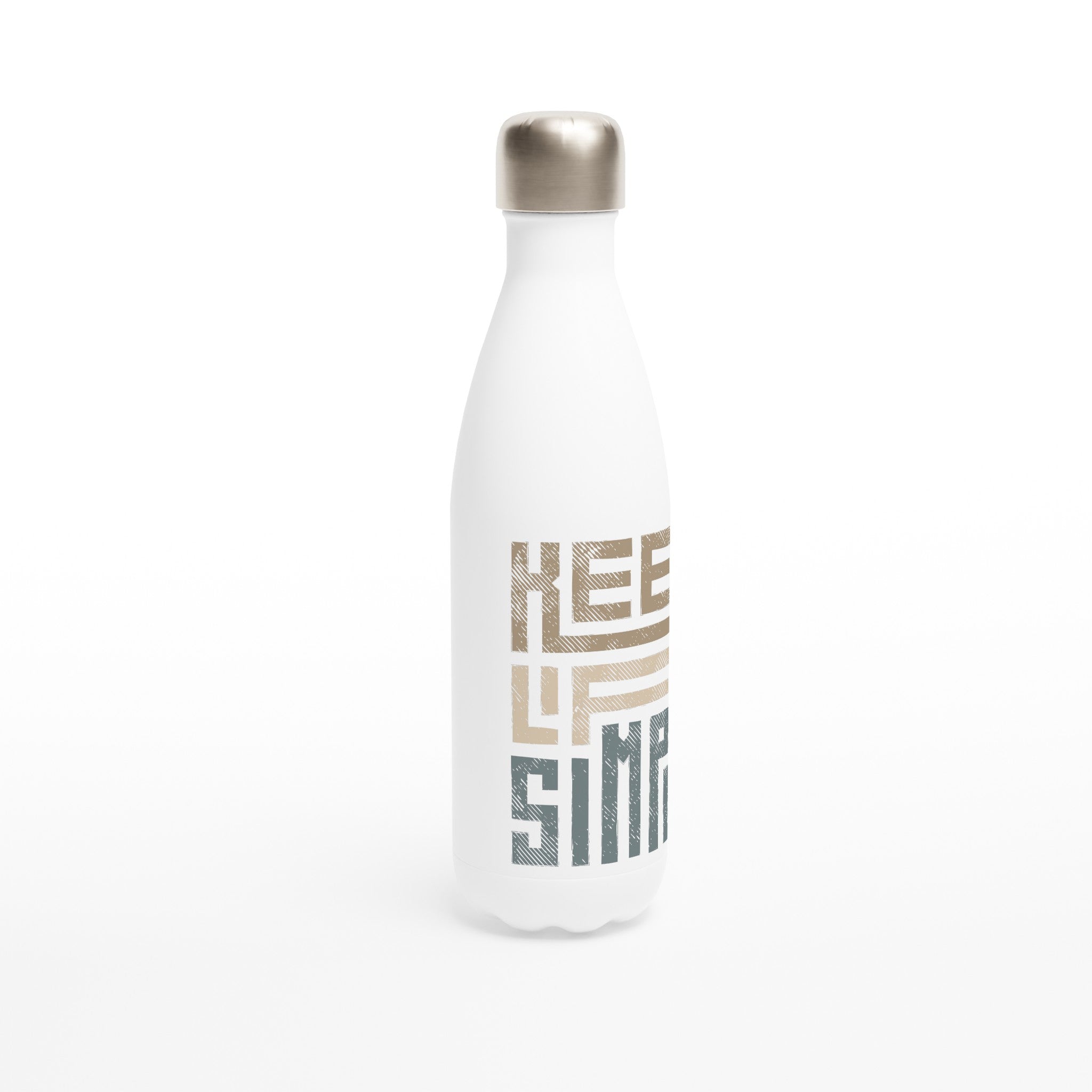 Keep Life Simple - White 17oz Stainless Steel Water Bottle White Water Bottle Globally Fulfilled Motivation