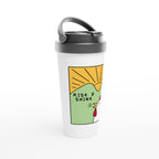 Rise And Shine, Rooster Morning - White 15oz Stainless Steel Travel Mug Travel Mug animal Globally Fulfilled