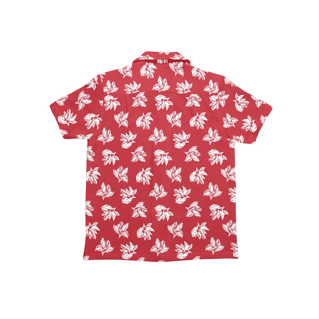 Red Retro Foliage, Hawaiian Flower - Junior Kids Hawaiian Shirt
