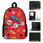 Comic Book Red - Three Piece Backpack Set