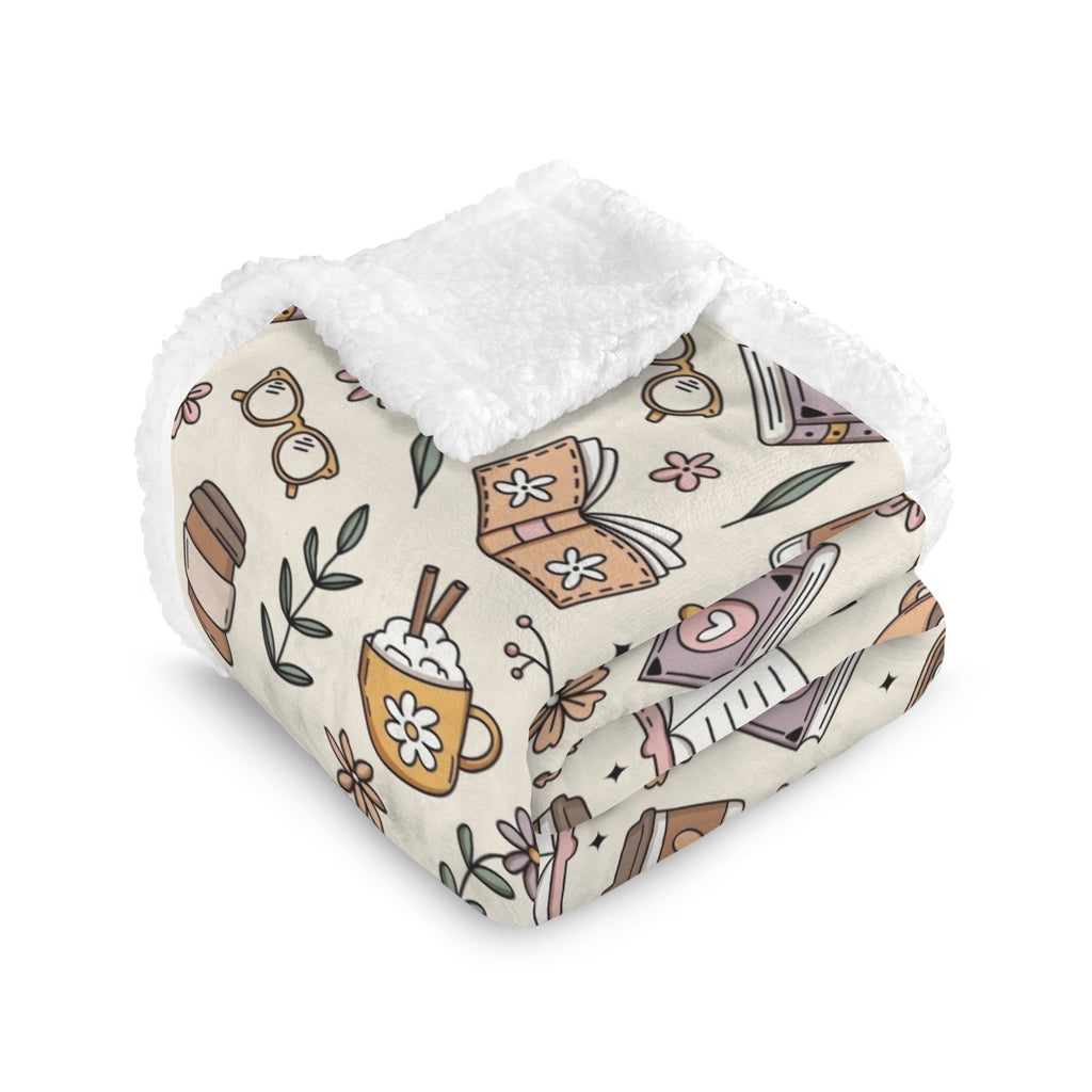 Books And Coffee - Double-Layer Fleece Blanket 51"x59"