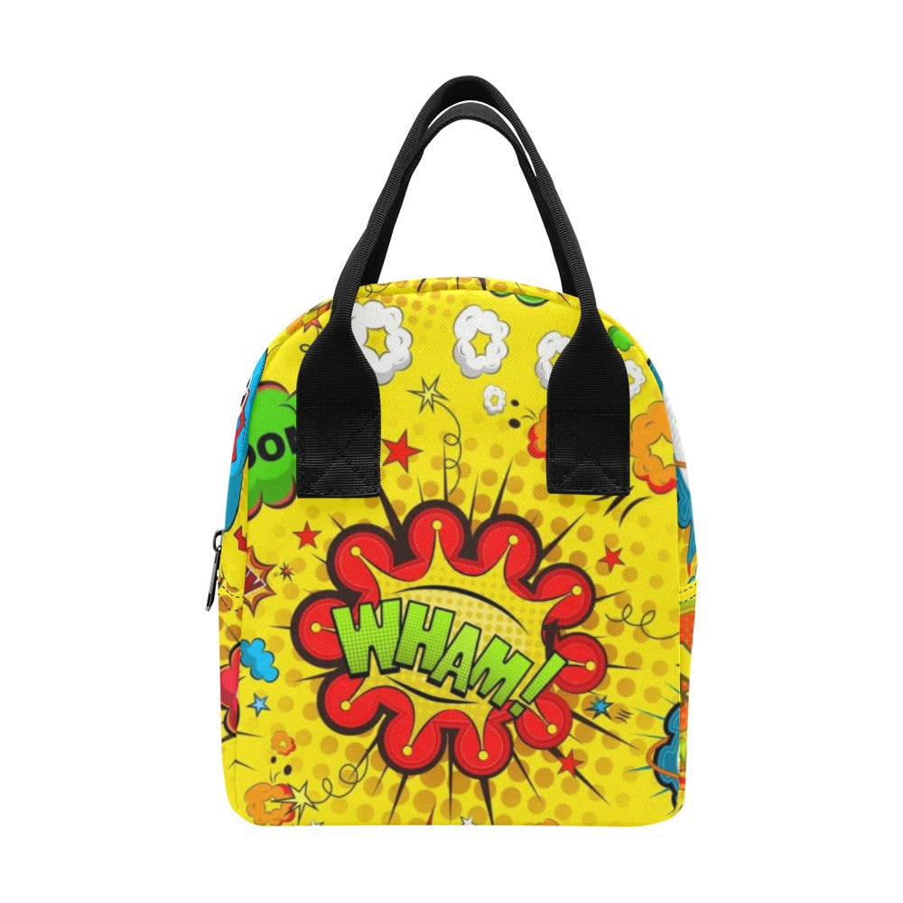 Comic Book Yellow - Zipper Lunch Bag One Size Zipper Lunch Bag Printed Offshore