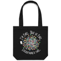 Tangled Christmas Lights, I'm Fine, This Is Fine, Everything's Fine Canvas Tote Bag Black One Size Christmas Tote Bag Christmas Printed In Australia