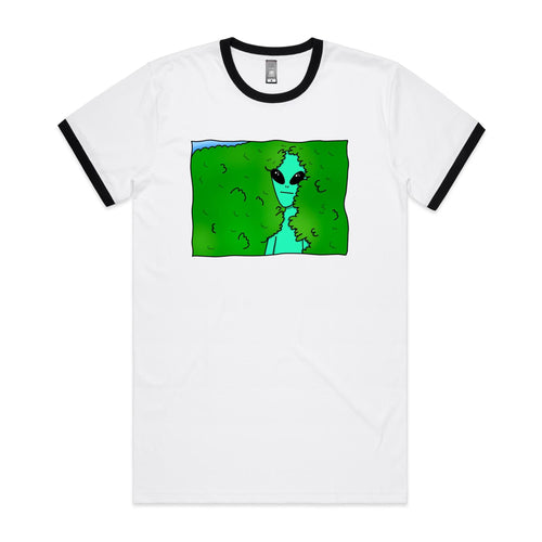 Alien Backing Into Hedge Meme - Staple Ringer Tee White Black Ringer T-Shirt Printed In Australia Sci Fi