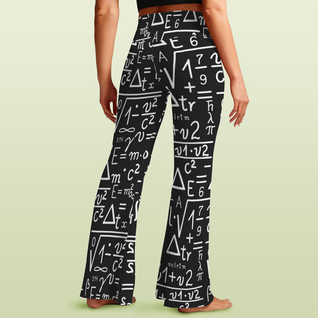 Mathematics High Waist Crossover Tummy Control Flare Leggings High Waist Flare Leggings Maths Printed Offshore