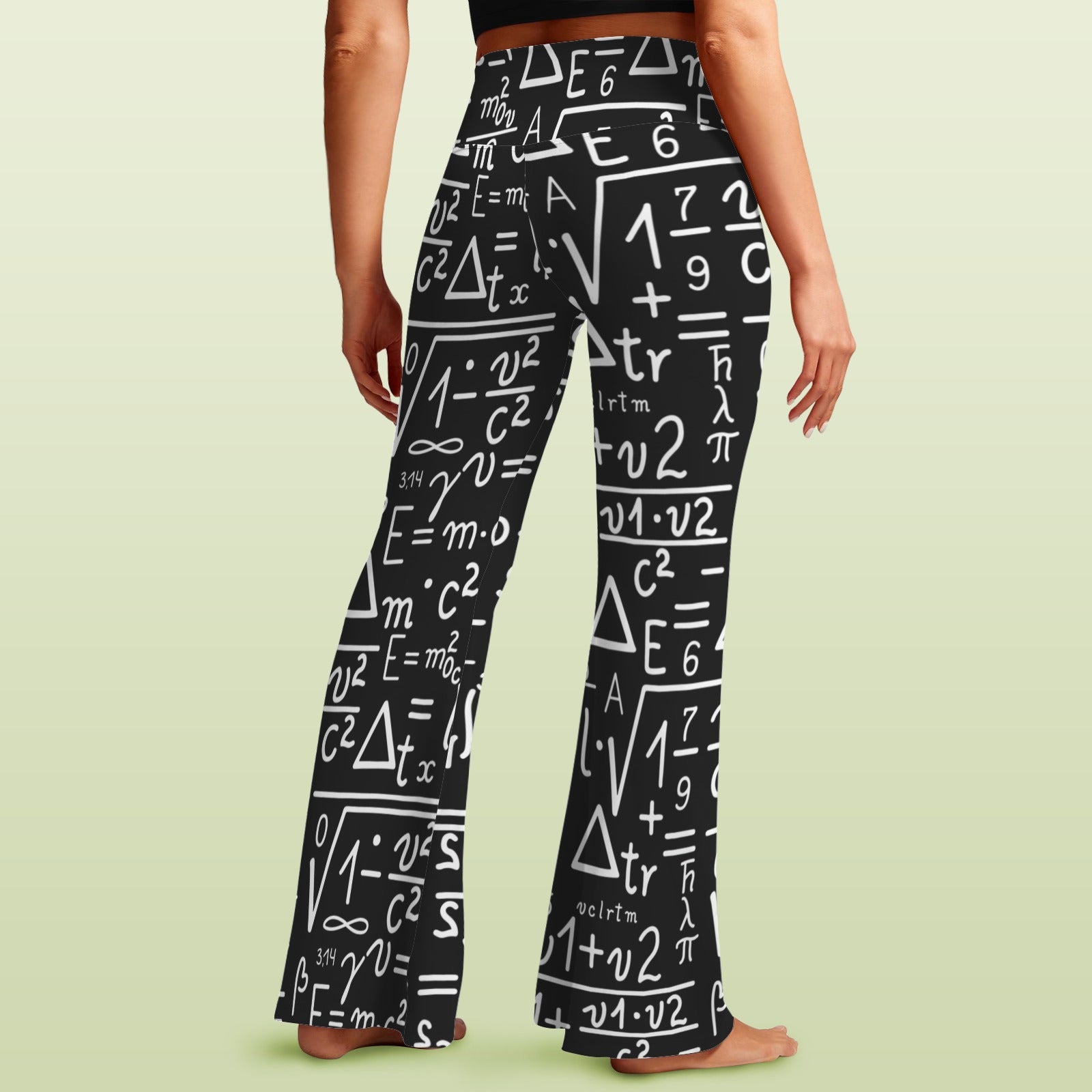 Mathematics High Waist Crossover Tummy Control Flare Leggings High Waist Flare Leggings Maths Printed Offshore