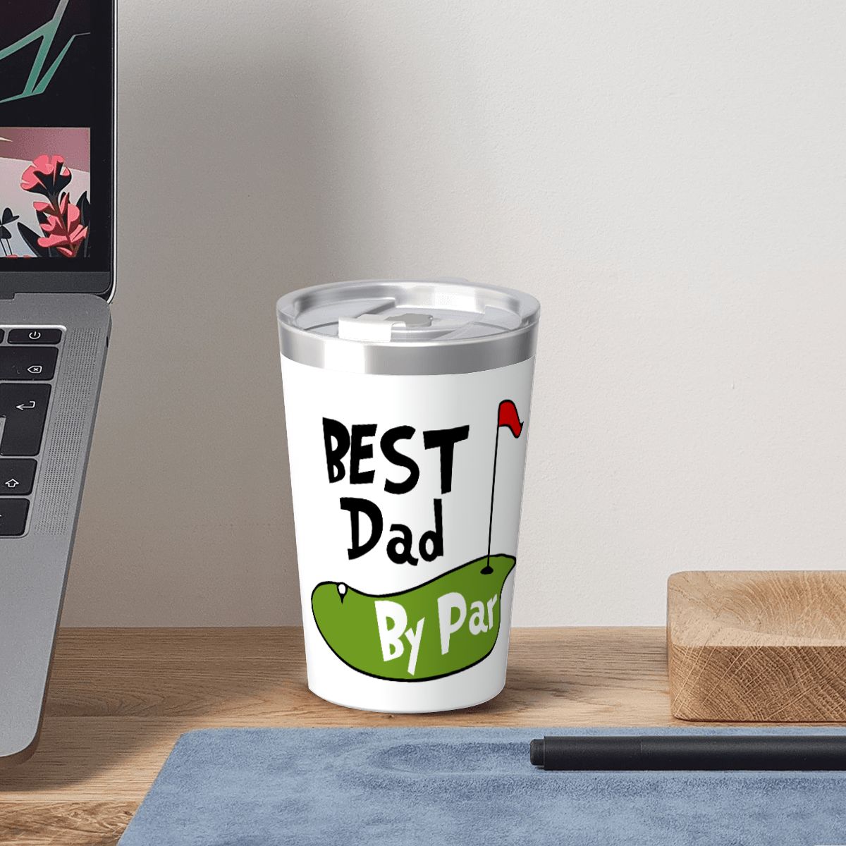 Best Dad By Par Golf Small Stainless Steel Travel Mug Cup 12oz/350ml