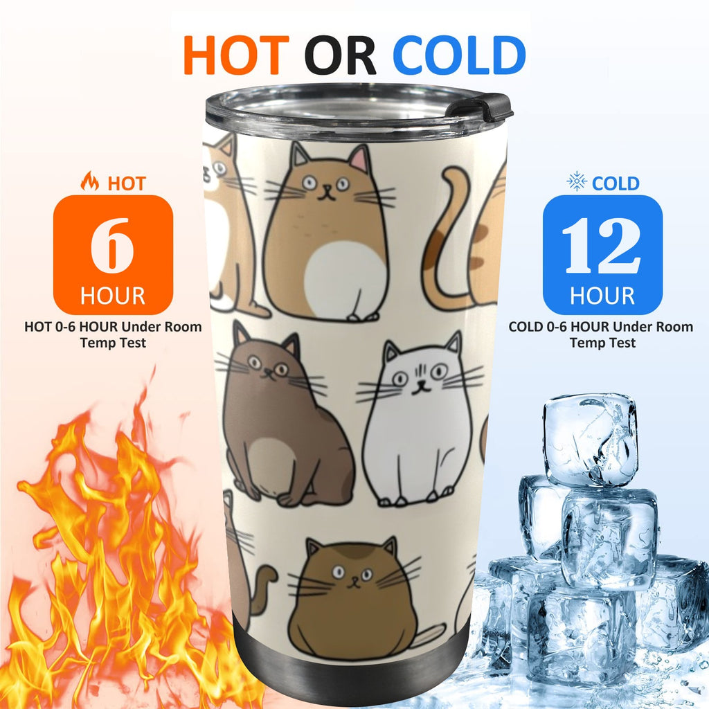 Lots Of Cats - 20oz Mobile Tumbler with Lid (Black Lock) 20oz Travel Mug animal Printed Offshore