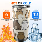 Lots Of Cats - 20oz Mobile Tumbler with Lid (Black Lock) 20oz Travel Mug animal Printed Offshore