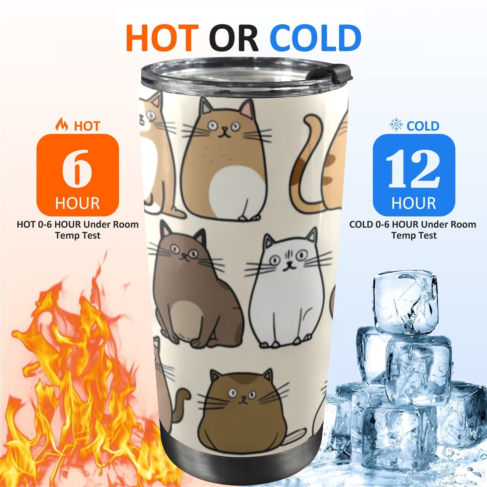 Lots Of Cats - 20oz Mobile Tumbler with Lid (Black Lock) 20oz Travel Mug animal Printed Offshore