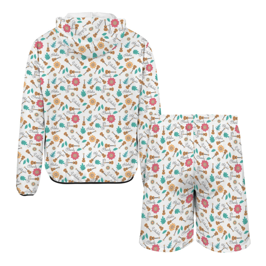 Ukulele Men's Lightweight Sun Hoodie & Shorts Set Men's Lightweight Sun Hoodie & Shorts Music Printed Offshore