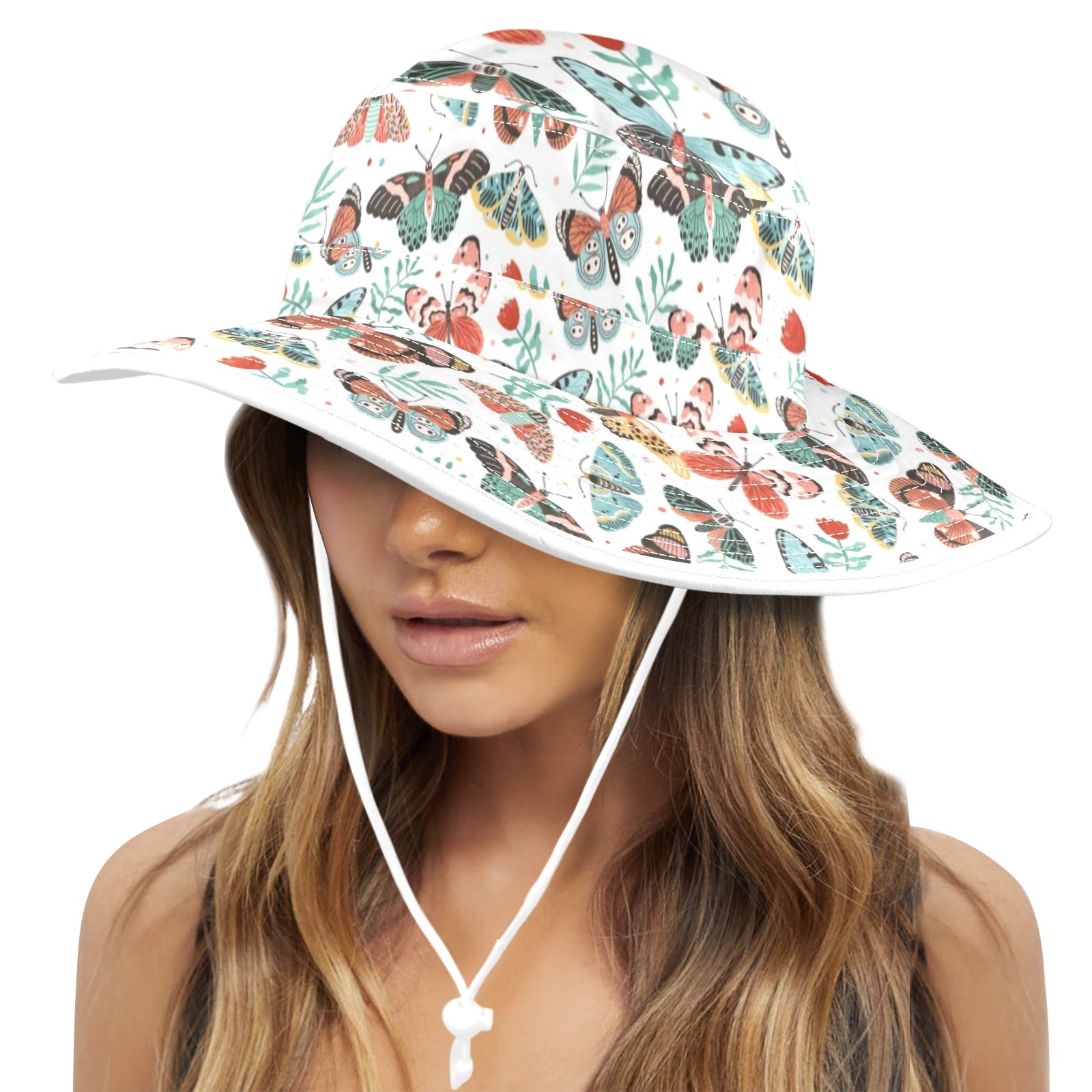 Pretty Moths And Butterflies Wide Brim Bucket Hat Wide Brim Bucket Hat animal Printed Offshore