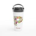 Personalised - Floral Initial - White 15oz Stainless Steel Travel Mug Default Title Personalised Travel Mug Customise Globally Fulfilled Initial Name Personalise