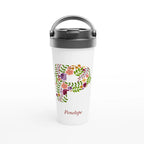 Personalised - Floral Initial - White 15oz Stainless Steel Travel Mug Default Title Personalised Travel Mug Customise Globally Fulfilled Initial Name Personalise