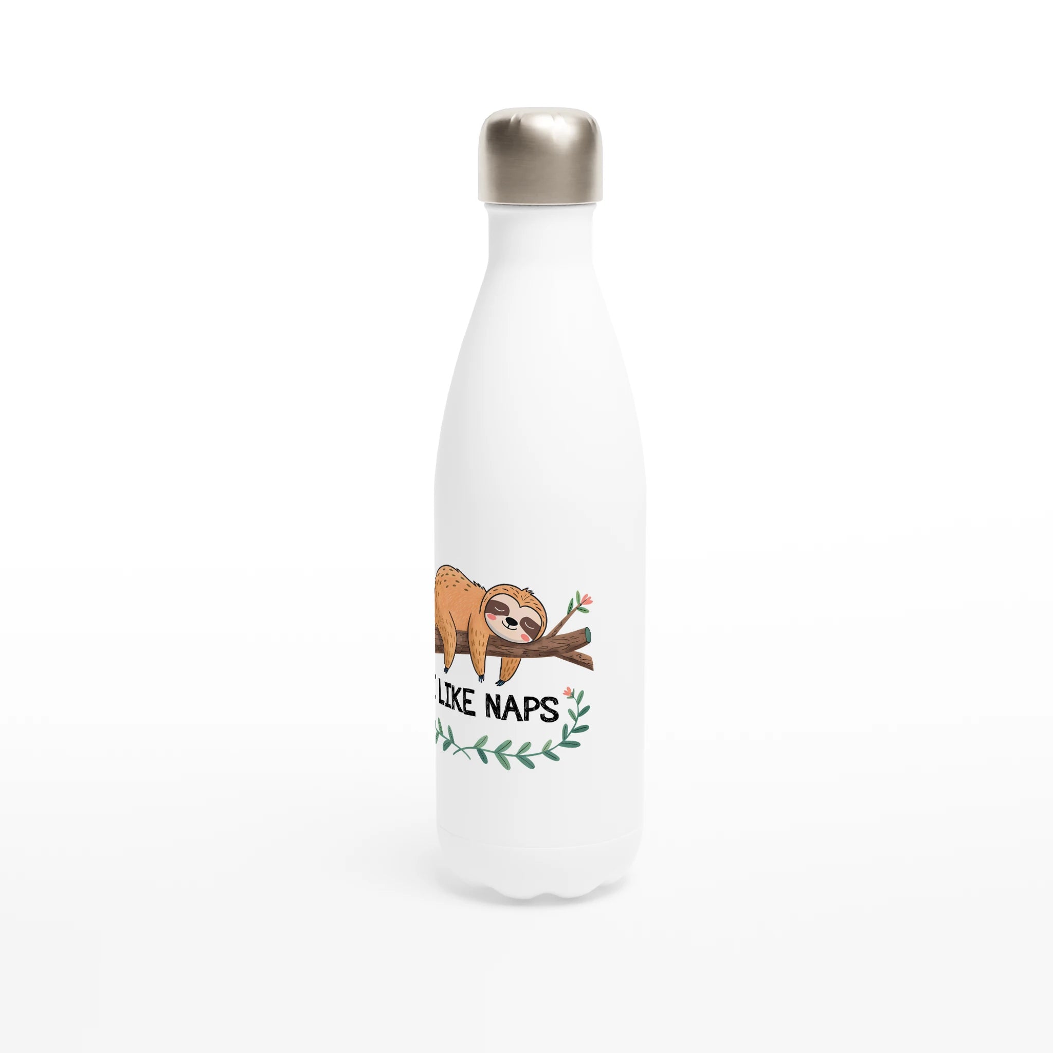Sloth, I Like Naps - White 17oz Stainless Steel Water Bottle White Water Bottle animal Globally Fulfilled