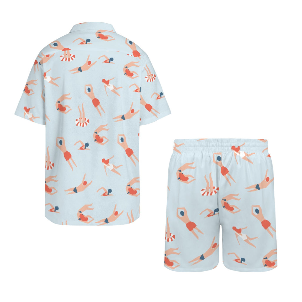 Summer Swim Men's Hawaiian Shirt & Shorts Set Men's Hawaiian Shirt & Shorts Set Printed Offshore Summer