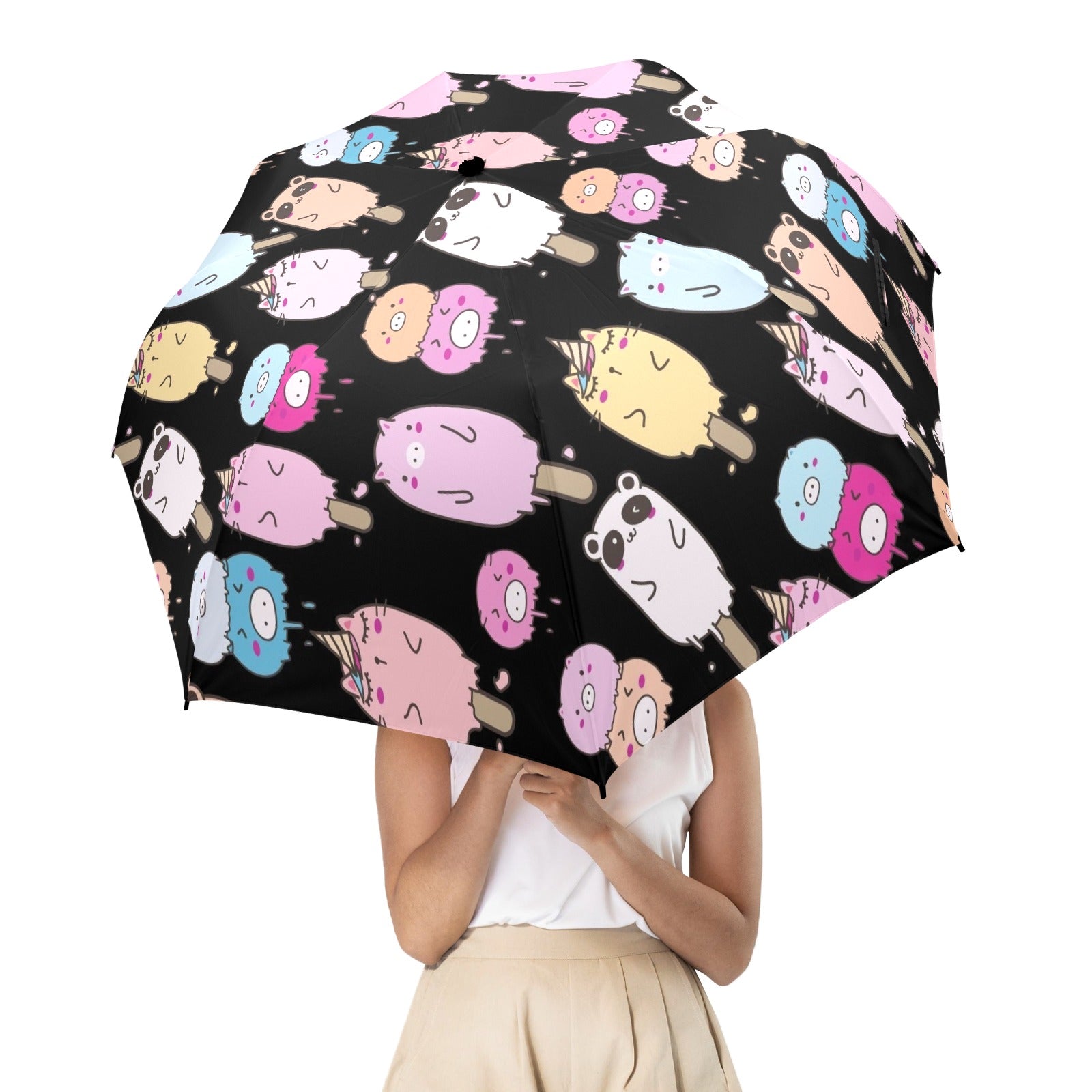 Cute Animal Ice Blocks - Semi-Automatic Foldable Umbrella (Model U12) Semi-Automatic Foldable Umbrella (U12)