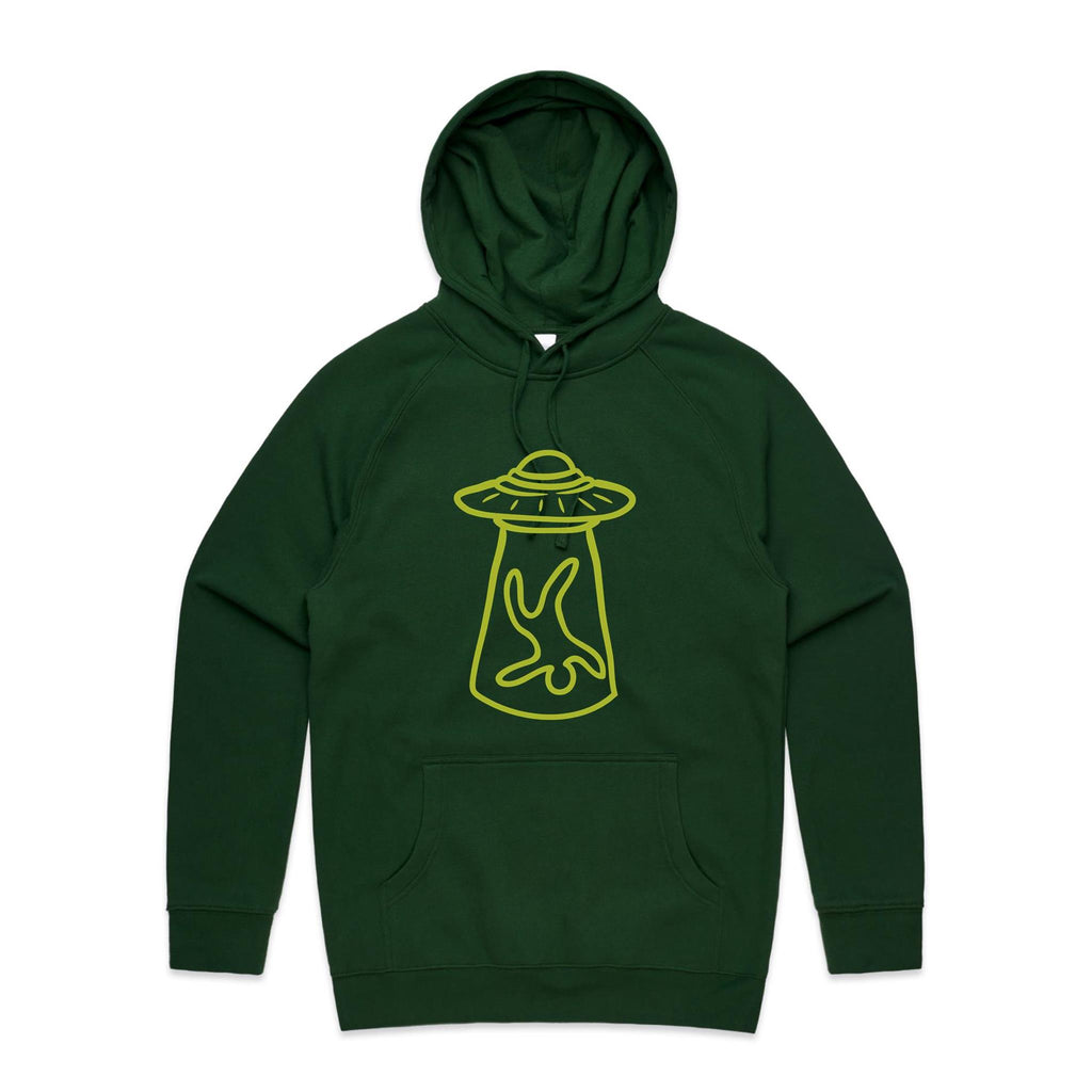 Alien Abduction, UFO - Mens Hoodie Forest Green Mens Hoodie Printed In Australia Sci Fi