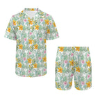 Tropical Flowers And Leaves Men's Hawaiian Shirt & Shorts Set Men's Hawaiian Shirt & Shorts Set Plants Printed Offshore