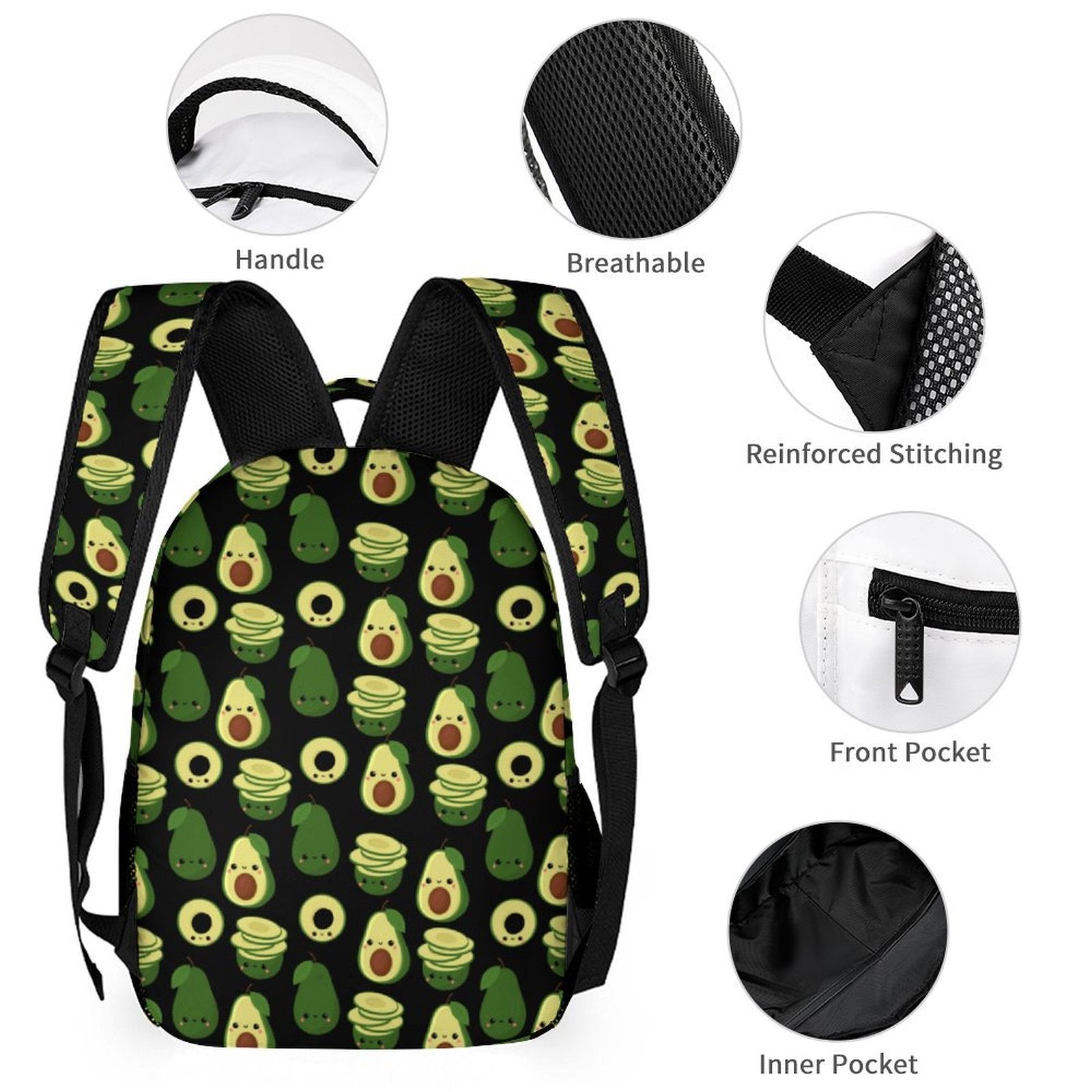 Cute Avocados Backpack, Lunch Bag & Pencil Case Set