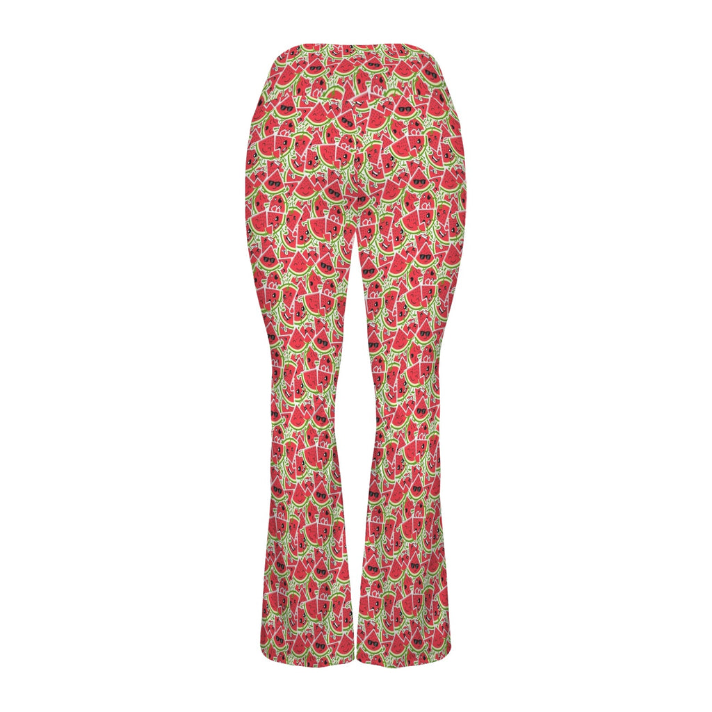 Busy Watermelon High Waist Crossover Tummy Control Flare Leggings